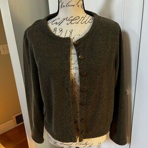 L.L. Bean Dark Olive Cardigan Sweater. Women's Size: M.